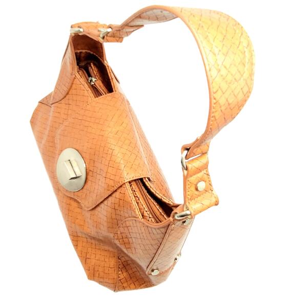 WORTHINGTON Vintage Fold Over Turn Lock Faux Brown Leather Handbag - Picture 10 of 10